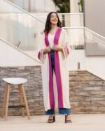 Kimono en crêpe orné d’un galon indien - Image 2