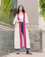 Kimono en crêpe orné d’un galon indien - Image 3